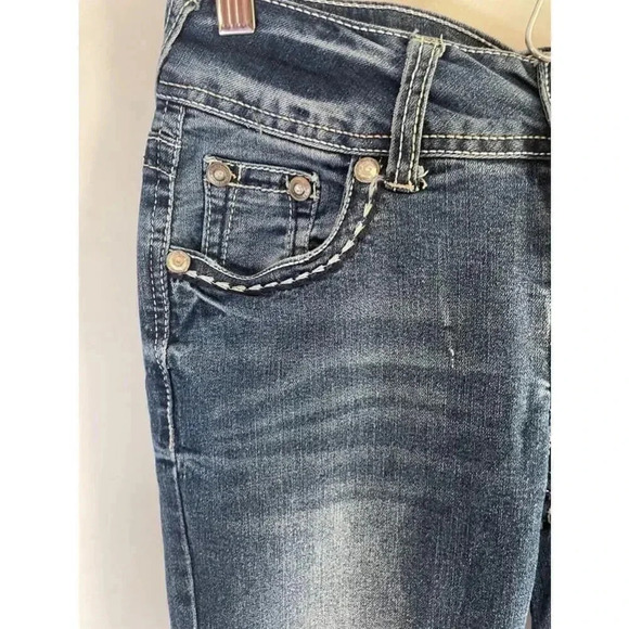 Women's WallFlower Jeans Size 1 Embroidered Back Pockets Bling American Flag EUC - Picture 3 of 13